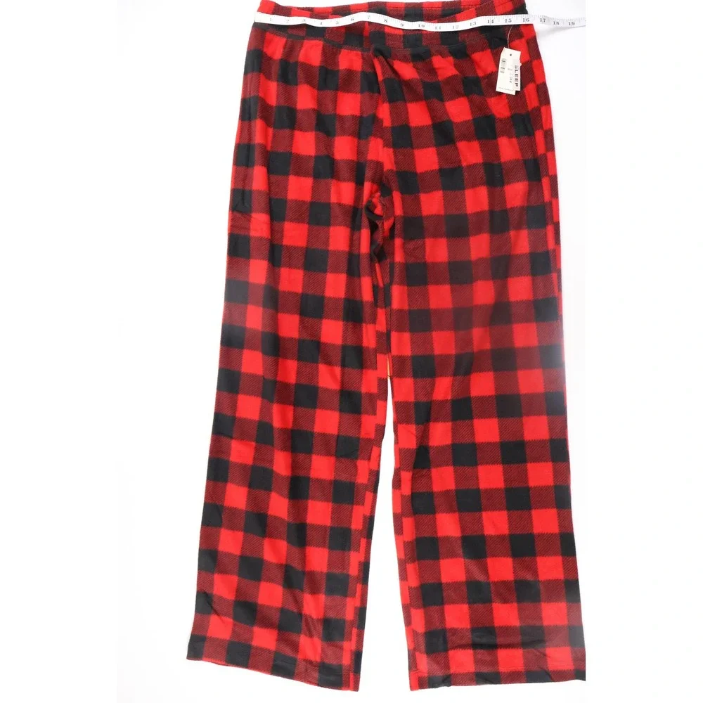 Aeropostale Mens Sleep Pants Buffalo Plaid Red Black Medium Fleece NWT